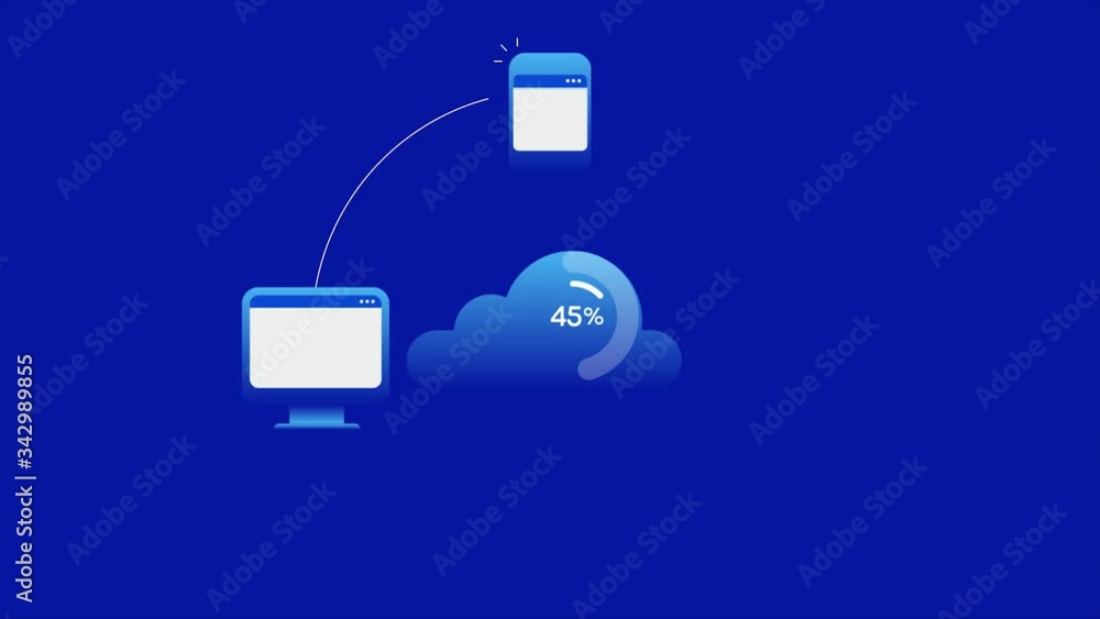 Aufkleber cloud networking with digital devices. cloud computing technology concept. 2d animation, video, clip