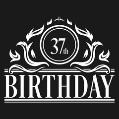 Luxury 37th Birthday Logo illustration vector