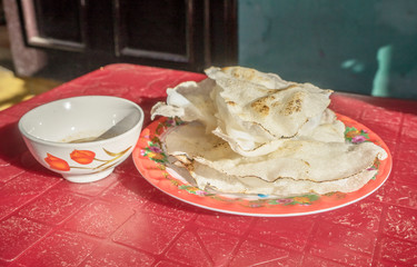 Com Ga Ba Buoi or Chicken rice with paper rice. Vietnamese dish of Hoi An chicken rice, Hoi An, Vietnam