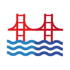 bridge with waves flat detailed style