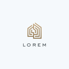 labyrinth house logo icon design template