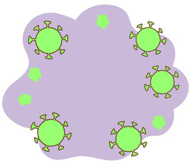 コロナウイルス・悪玉菌のイメージ ベクター フレームイラスト（顔なし）