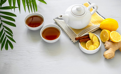 Asian tea concept. Traditional Asian tea ceremony arrangement.