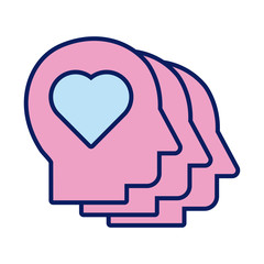 profiles humans with hearts solidarity line and fill