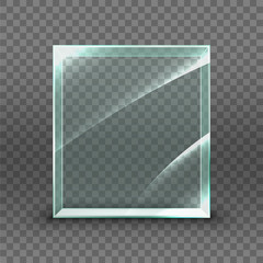 Empty glass showcase for exhibition. Vector illustration isolated on transparent background