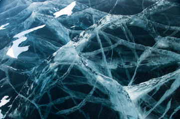 ice crystals on blue water