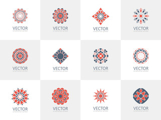 Geometric logo template set. Vector ornamental symbols