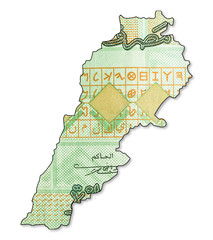1000 lebanese pound bank note obversein shape of lebanon