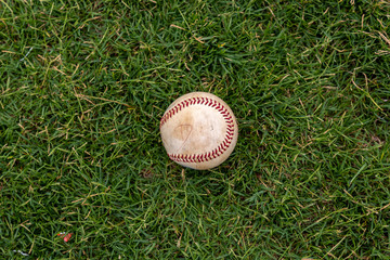 pelota antigua de baseball en el pasto 