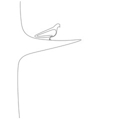 Bird silhouette on tree. Vector illustration