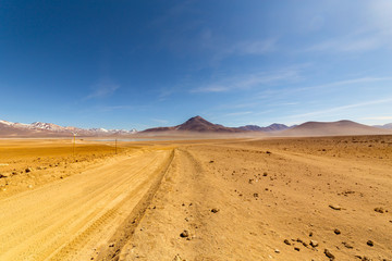 Fototapeta na wymiar Panoramic view of Siloli Desert, in southern Bolivia