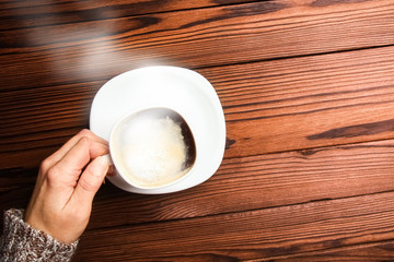 a female hands and coffee