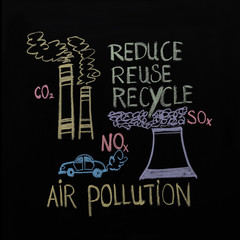 Illustration of environmental protection: reduce, reuse, recycle