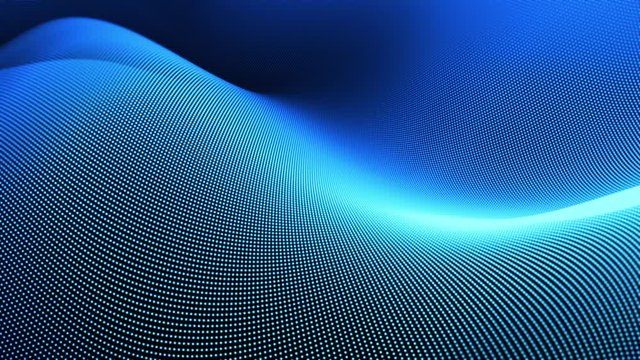 4K motion graphic of blue digital particles wave flow, Digital cyberspace abstract background