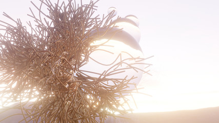 3D abstract background with golden elements