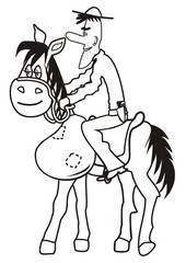 Fototapeta na wymiar cowboy with horse , coloring book, vector ilustration