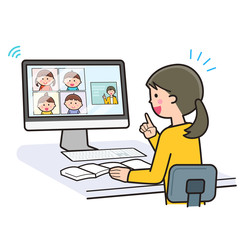 Teacher teaching online using a computer