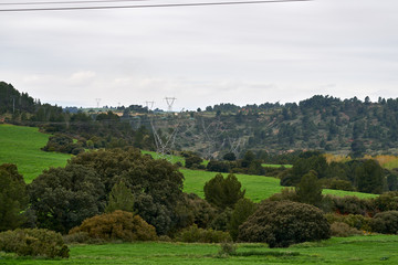high voltage electricity pylon in a rural area