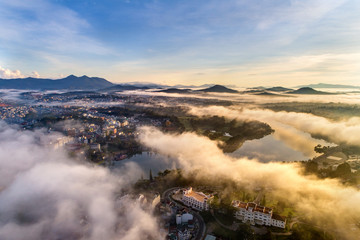 Obraz premium Royalty high quality free stock image aerial view of center city, Dalat, VIetnam