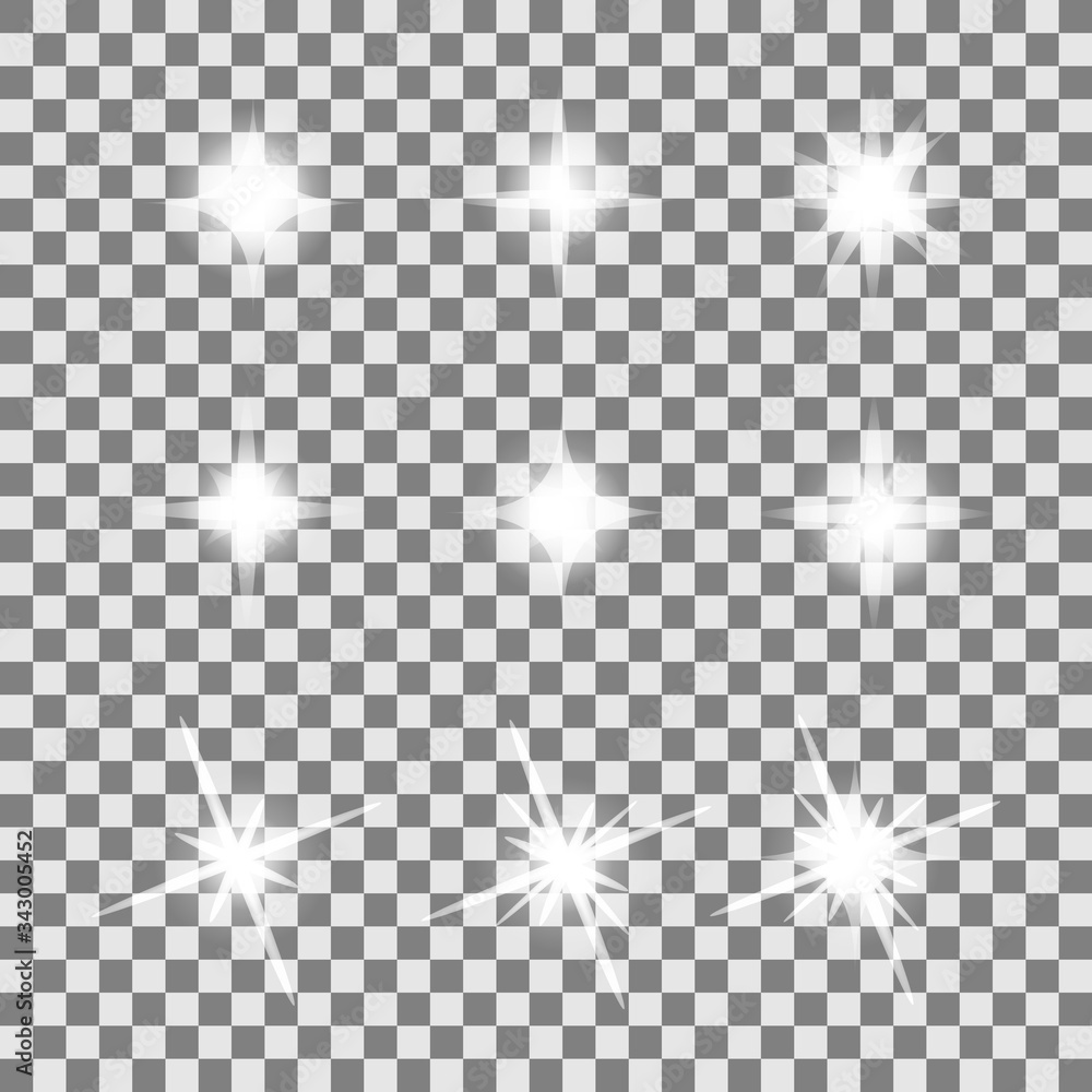 Poster glow isolated on white transparent light effect element set collection