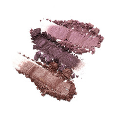 Close-up of make-up swatch. Smear of crushed brown and purble eye shadow