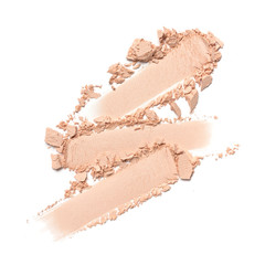 Close-up of make-up swatch. Smear of crushed beige face powder