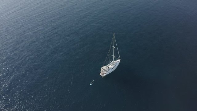Yacht at sea. Sunny day. Greece.