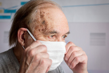 Elderly man at home isolation