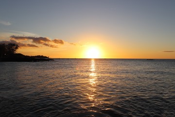 Amazing sunset in Hawaii Big Island with ocean