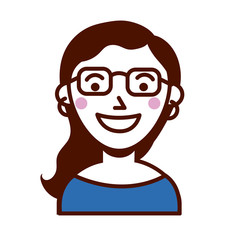 woman female with eyeglasses avatar character