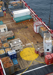 Fototapeta na wymiar working deck on a offshore support vessel