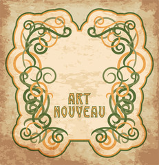 Old  invitation card in art nouveau style, vector illustration	