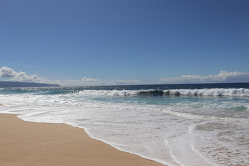 The Banzai Pipeline surf reef break located in Hawaii at Ehukai Beach Park in Pupukea on Oahu North Shore