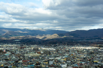 Fototapeta na wymiar Cityscape of Hakodate - View from Goryokaku Tower