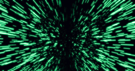 Abstract Hyperspace of Light Speed and Warp Speed in green  star trail