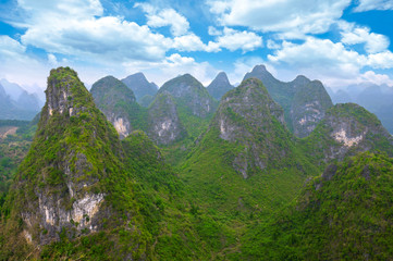 Fototapeta na wymiar Beautiful karst mountain landscape of China