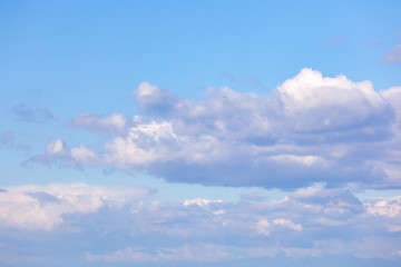 Blue sky background with white clouds, texture