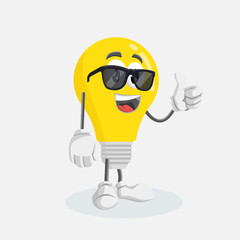 Bulp logo mascot thumb pose and background with flat design style for your mascot branding.