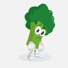 Brocoli Logo mascot sad pose and background with flat design style for your mascot branding.