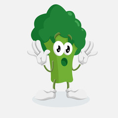Brocoli Logo mascot surprise pose and background with flat design style for your mascot branding.