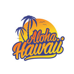 Aloha Hawaii Lettering. Holiday Inscription. Vector Illustration. © Dmitry