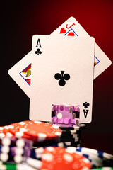Casino set with cards, dice and chips