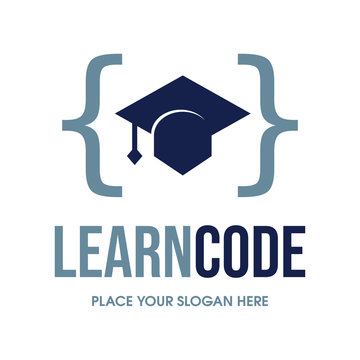 Learn code vector logo template with program symbol. Suitable for educaton