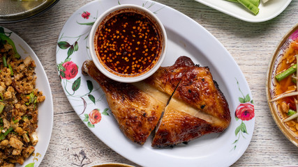Thai Style Grilled Chicken with Spicy Dips 
