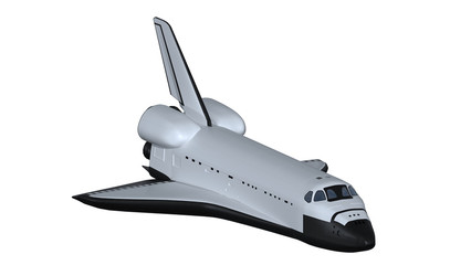 Space shuttle isolated on white. Render 3d. Illustration.