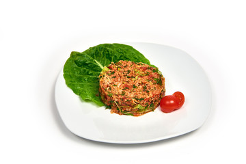 Couscous Salad with vegetables isolated on white background