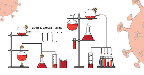 Covid-19 vaccine testing labroratory background with experiments to find a cure
