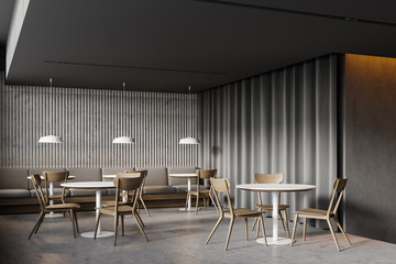 Loft style coffee shop interior with sofa
