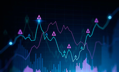 Stock market graph up trend, growth and success