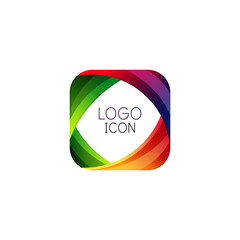 Business trendy geometric square logo design template with bright clean colors